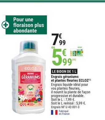 engrais géraniums et plantes fleuries ecloz