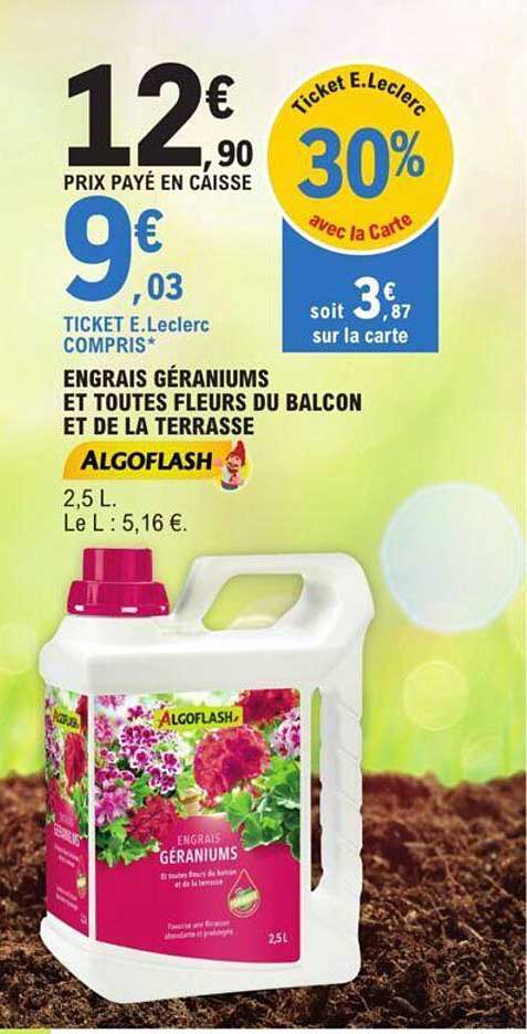 engrais géraniums et toutes fleurs du balcon et de la terrasse algoflash
