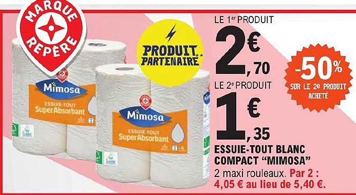 essuie-tout blanc compact "mimosa"