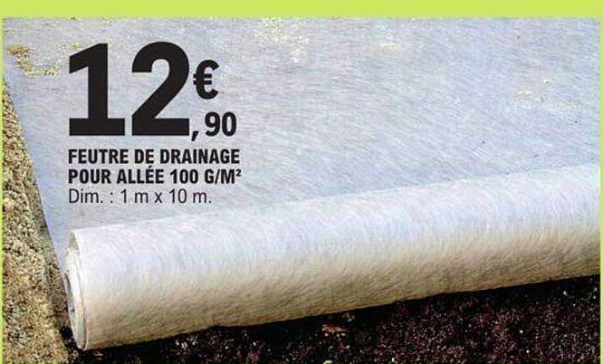 feutre de drainage pour allée 100 g/m2