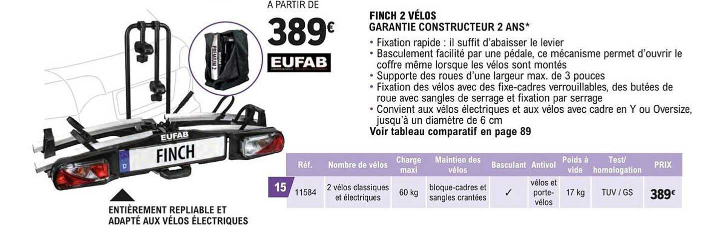 finch 2 vélos  garantie constructeur 2 ans