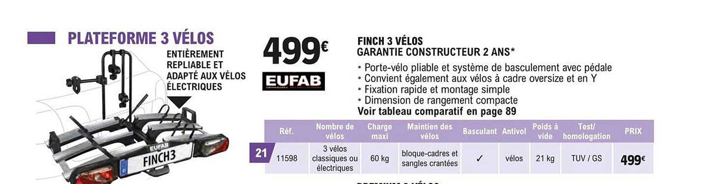 finch 3 vélos eufab