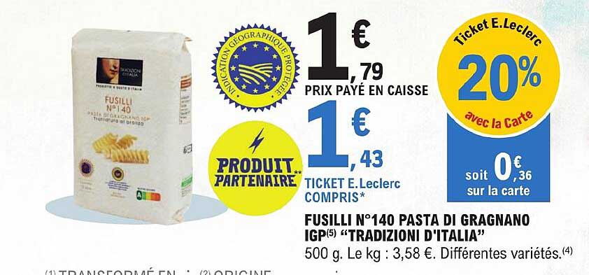 fusilli n°140 pasta di gragnano igp "tradizioni d'italia"