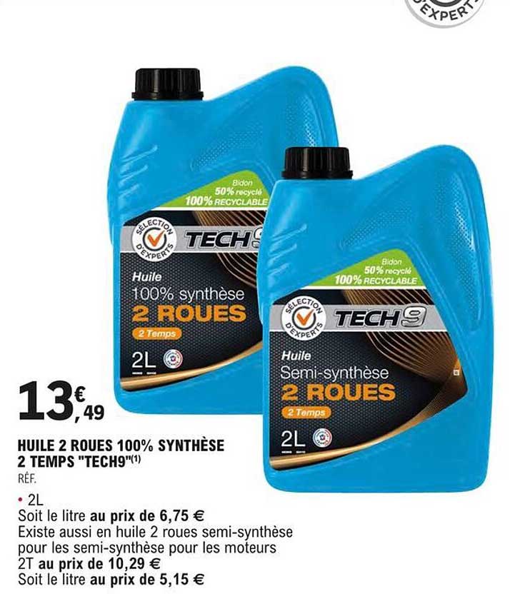 huile 2 roues 100% synthèse 2 temps tech9