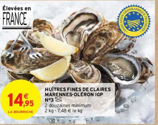 huîtres fines de claires marennes-oléron igp n°3