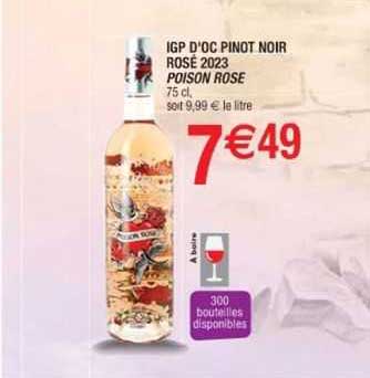 igp d'oc pinot noir rosé 2023 poison rose