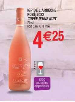 igp de l'ardèche rosé 2022 cuvée d'une nuit