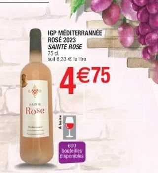 igp méditerranée rosé 2023 sainte rose