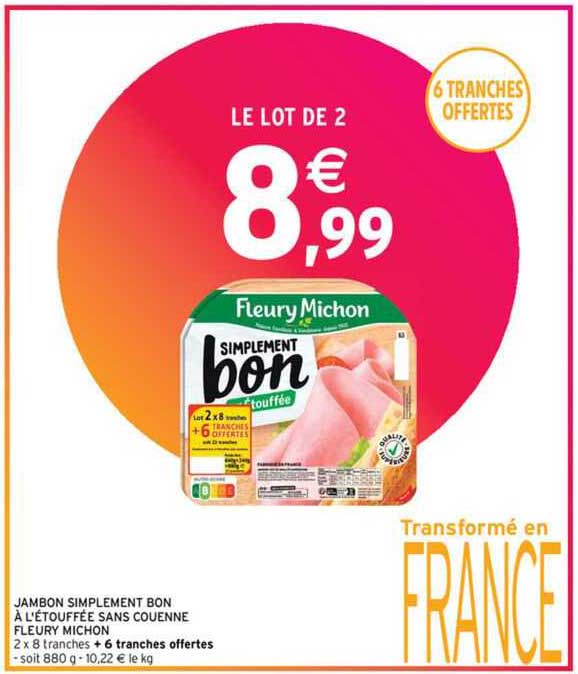 jambon simplement bon à l'étouffée sans couenne fleury michon