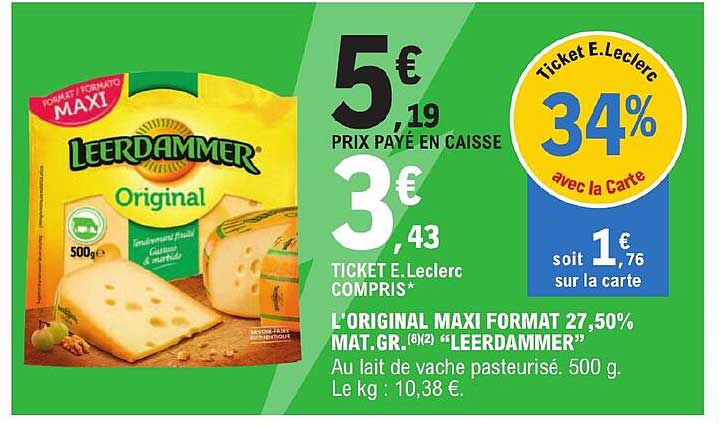 l'original maxi format 27,50% mat. gr. "leerdammer"