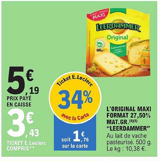 l'original maxi format 27,50% mat.gr. "leerdammer"