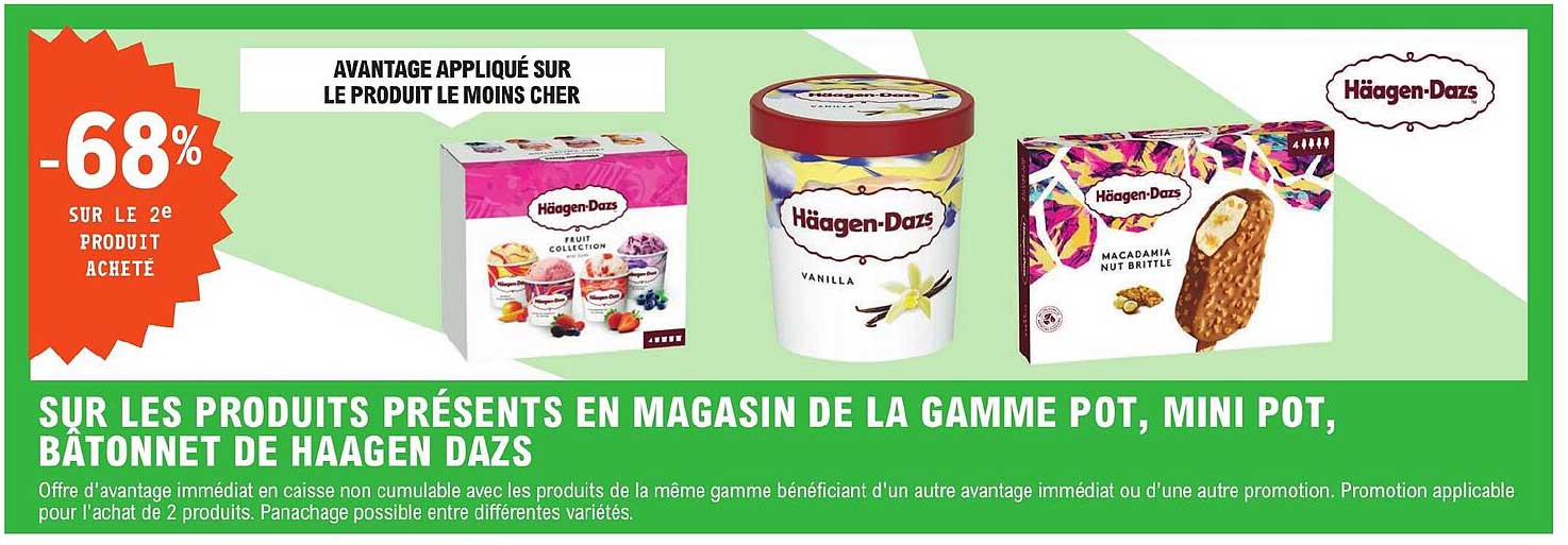 la gamme pot, mini pot, bâtonnet de häagen dazs