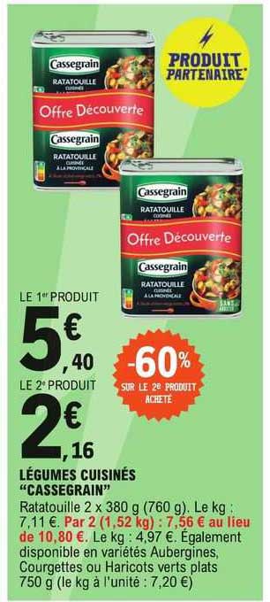 Légumes Cuisinés "cassegrain"