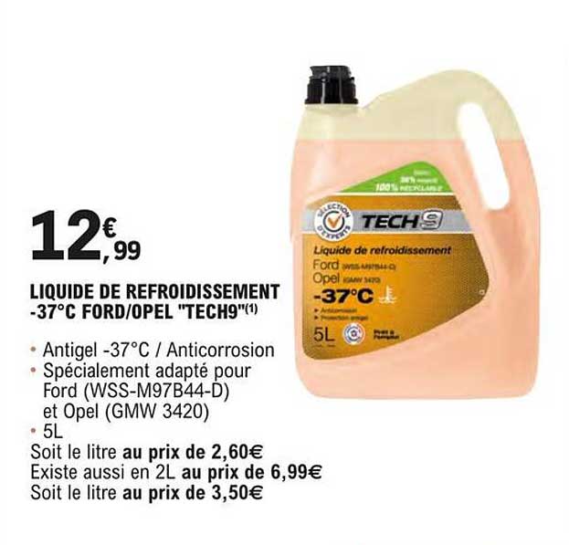 liquide de refroidissement -37°c ford/opel "tech9"