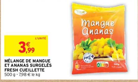 mélange de mangue et ananas surgelés fresh cueillette