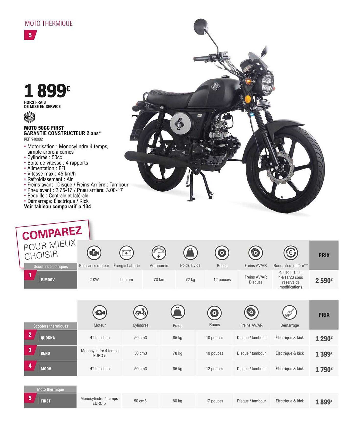 moto 50cc first garantie constructeur 2 ans