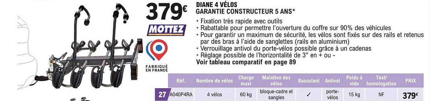 mottez diane 4 vélos garantie constructeur 5 ans