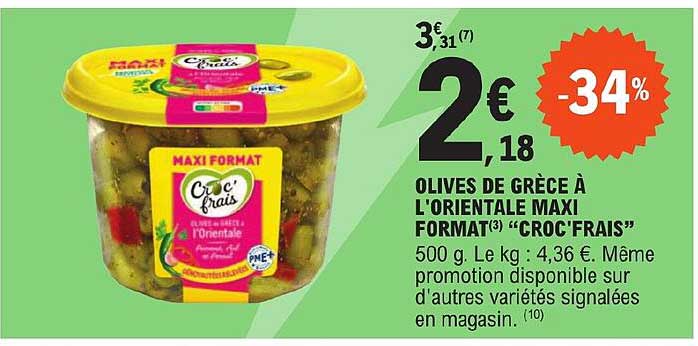 olives de grèce à l'orientale maxi format "croc'frais"
