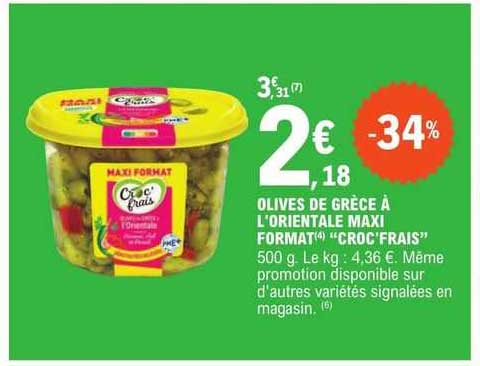 olives de grèce à l'orientale maxi format "croc'frais"