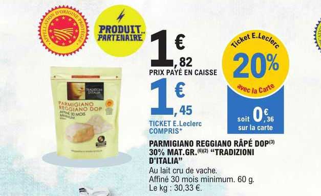 parmigiano reggiano râpé dop 30% mat.gr. "tradizioni d'italia"