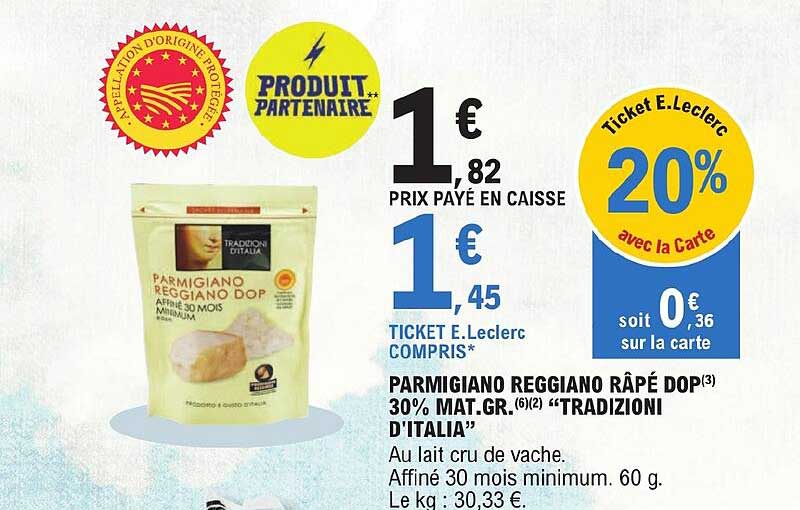 parmigiano reggiano râpé dop 30% mat.gr. "tradizioni d'italia"