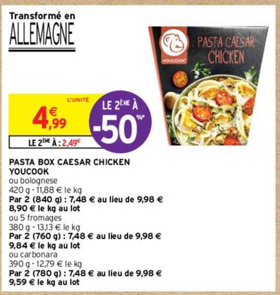 pasta box caesar chicken youcook