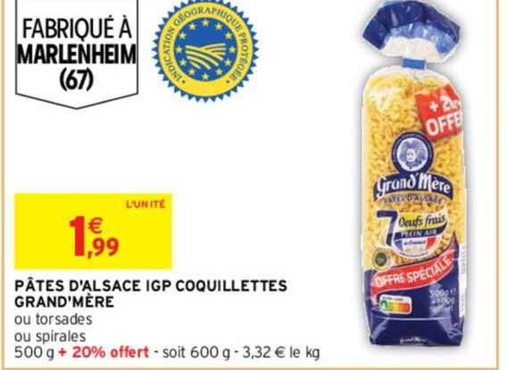 pâtes d'alsace igp coquillettes grand'mère