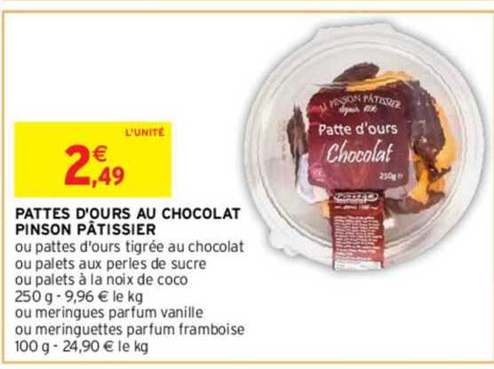pattes d'ours au chocolat pinson pâtissier