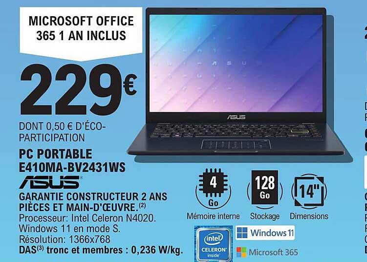 Pc Portable E410ma-bv2431ws Asus