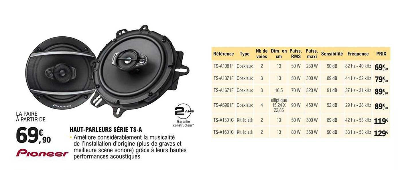 pioneer haut-parleurs série ts-a