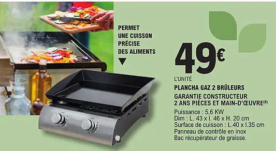 plancha gaz 2 brûleurs