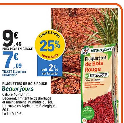 plaquettes de bois rouge beaux jours