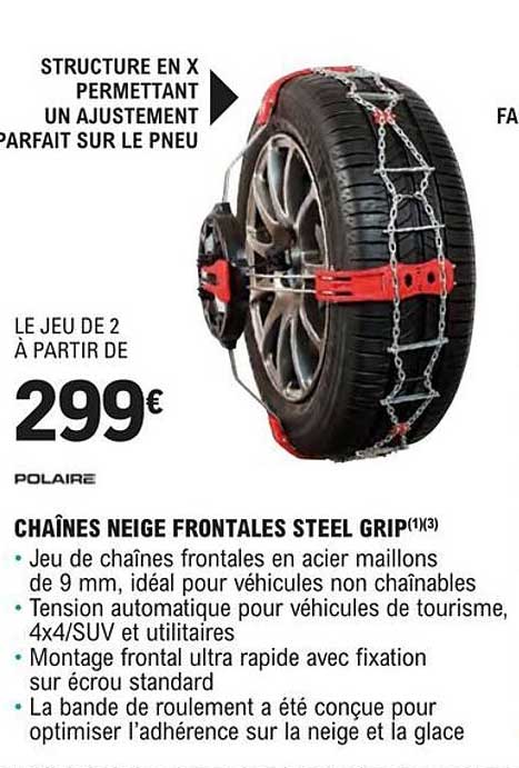 polaire chaînes neige frontales steel grip