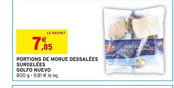 portions de morue dessalées surgelées golfo nuevo