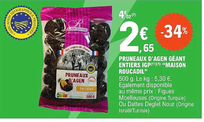 pruneaux d'agen géant entiers igp "maison roucadil"
