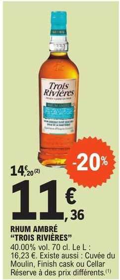 rhum ambré "trois rivières"