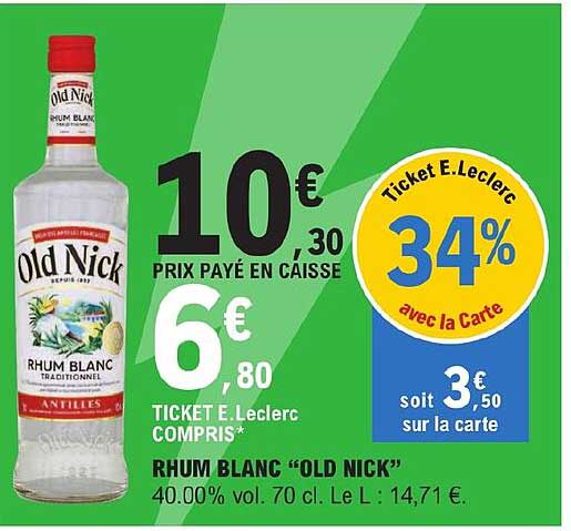 rhum blanc "old nick"