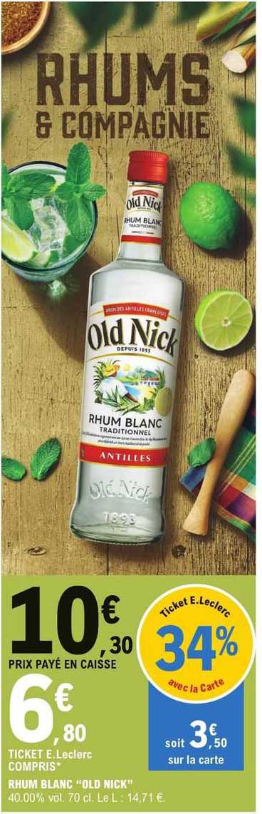 rhum blanc "old nick"