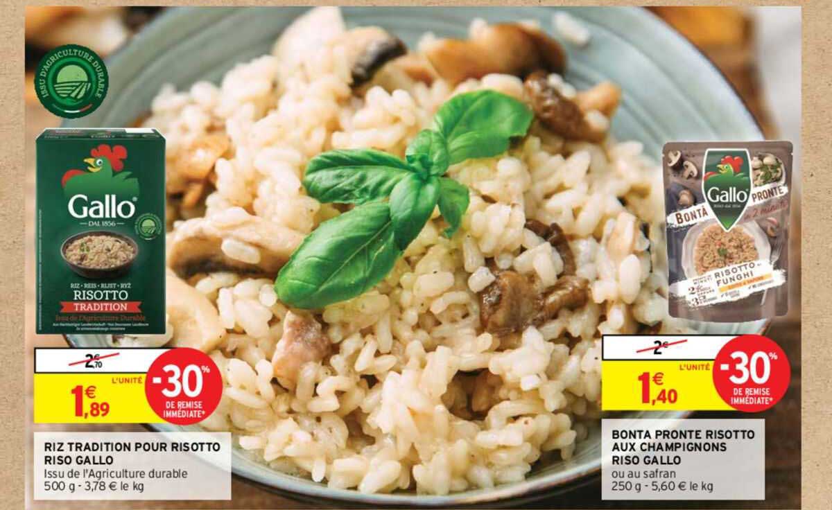 Riz Tradition Pour Risotto Riso Gallo, Bonta Pronte Risotto Aux Champignons Riso Gallo