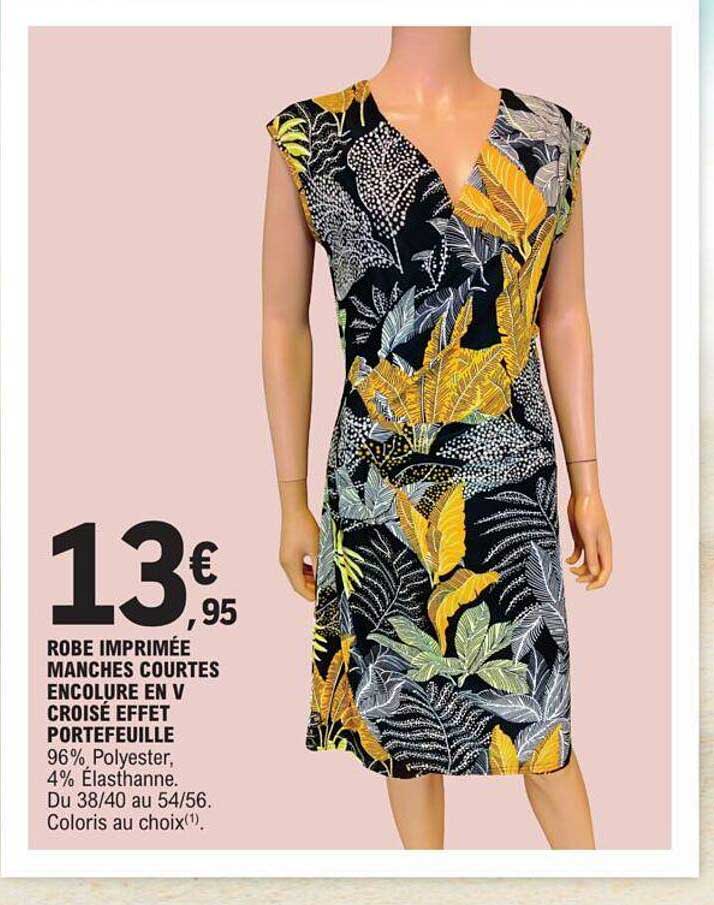robe imprimée manches courtes encolures en v croisé effet portefeuille