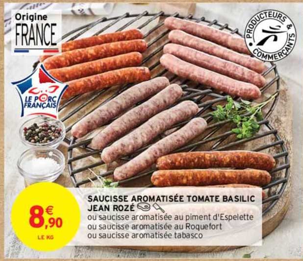 saucisse aromatisée tomate basilic jean rozé