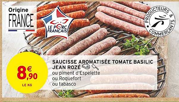 saucisse aromatisée tomate basilic jean rozé