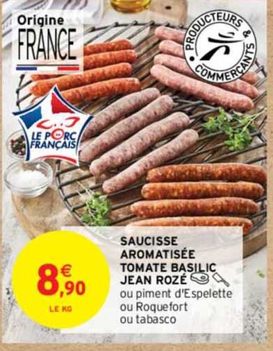 saucisse aromatisée tomate basilic jean rozé