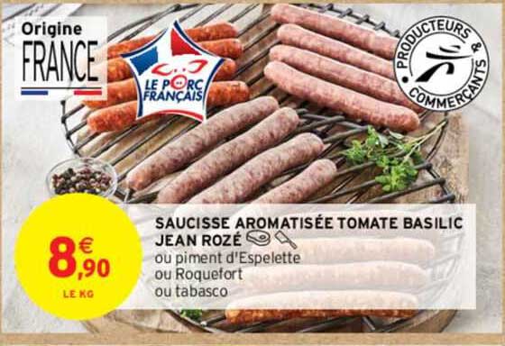 saucisse aromatisée tomate basilic jean rozé