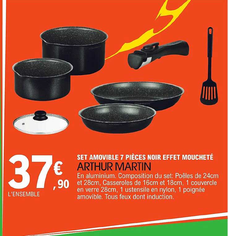 set amovible 7 pièces noir efeft moucheté arthru martin