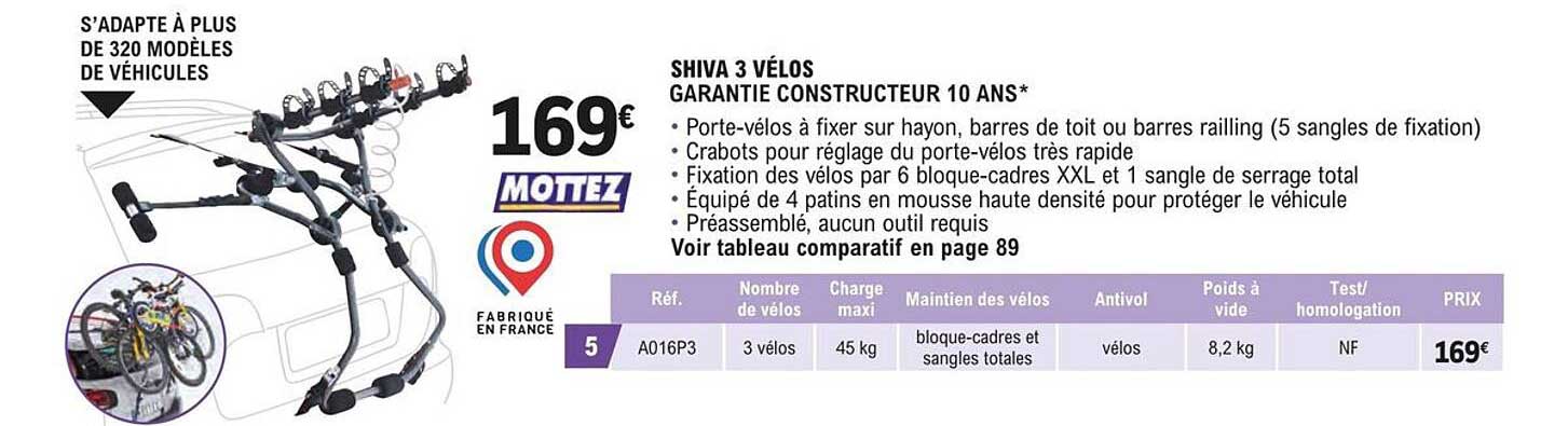 shiva 3 vélos garantie constructeur 10 ans