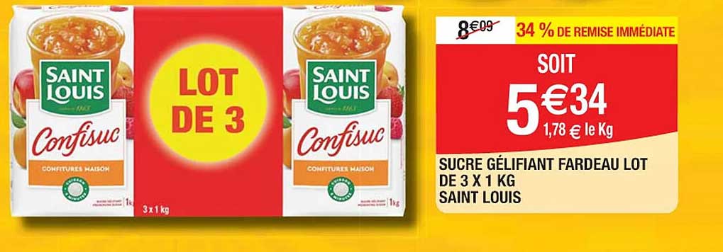 sucre gélifiant fardeau lot de 3 x 1 kg saint louis