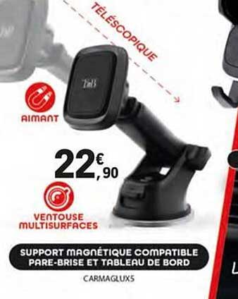 support magnétique compatible pare-brise et tableau de bord