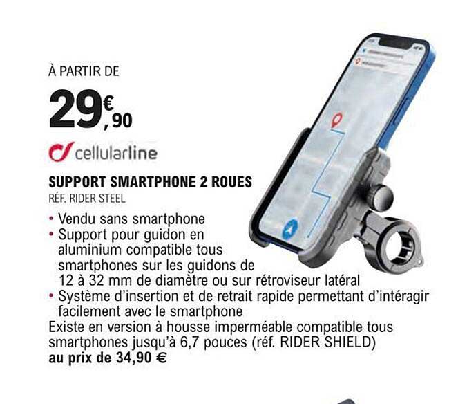 support smartphone 2 roues cellularline