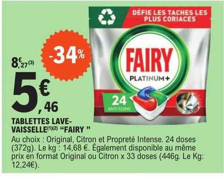 tablettes lave-vaisselle "fairy"